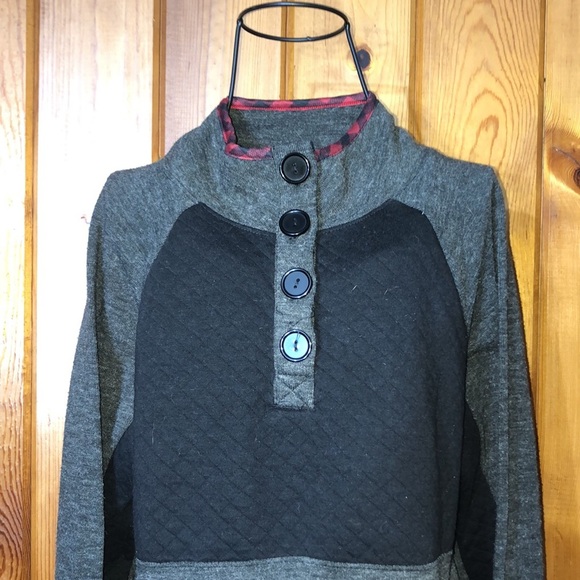 Maurice Buffalo/gray print pull over quarter button up sweatshirt size medium​ - Picture 3 of 7